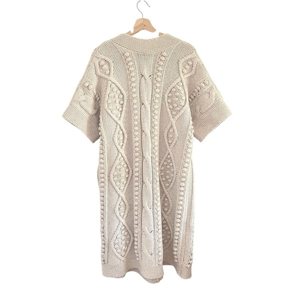 Stella McCartney Wool Cashmere Chunky Cable Knit Bobble Cardigan Dress Ecru IT40 - Picture 2 of 15